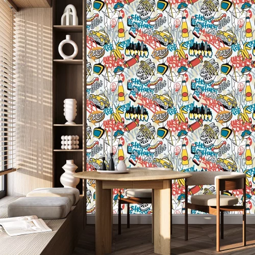 Behang New Yorkse collage van symbolen