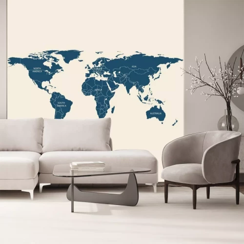 Sticker Wereldkaart met grenzen