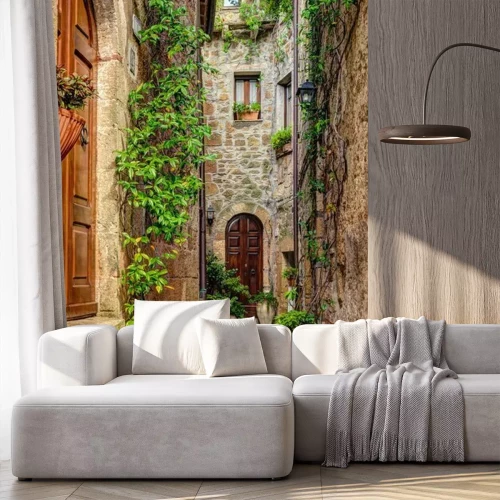 Fotobehang Steegje in de oude binnenstad van Pitigliano Toscane Italië