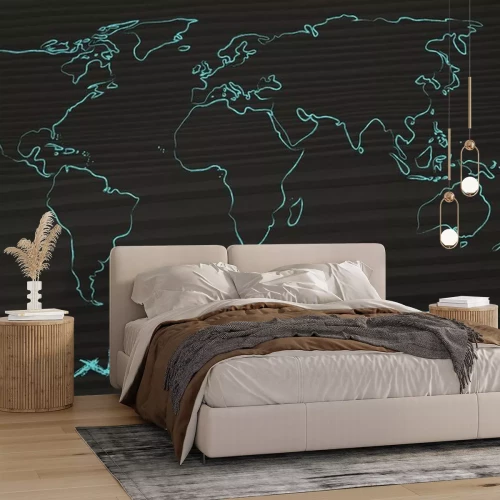 Sticker wereldkaart design: go global