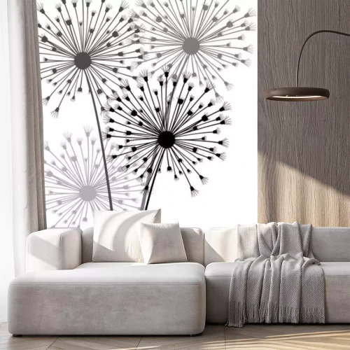 Sticker Bloemen op een zwart-wit afbeelding