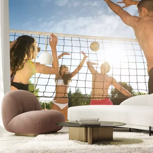 Sticker Vrienden spelen volleybal op het strand