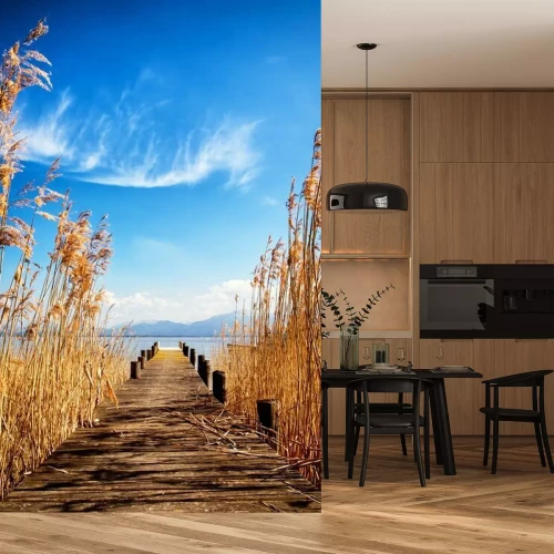 Fotobehang Old wooden jetty