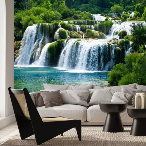 Fotobehang Waterval in het groene bos