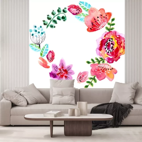 Sticker Aquarel bloemen frame voor bruiloft uitnodiging