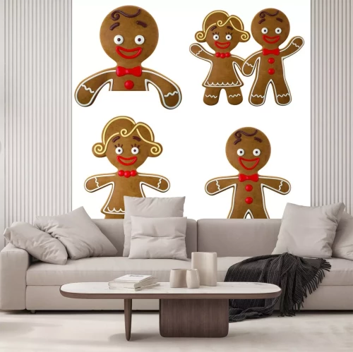 Sticker Kerstmis grappige decoratie Set van 3d vrolijke peperkoek,,