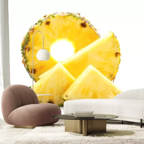 Sticker Gesneden ananas op een witte achtergrond