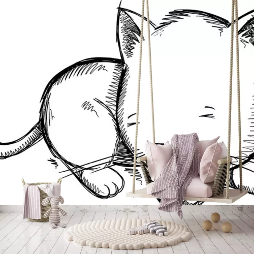 Sticker Schets van een slapend katje