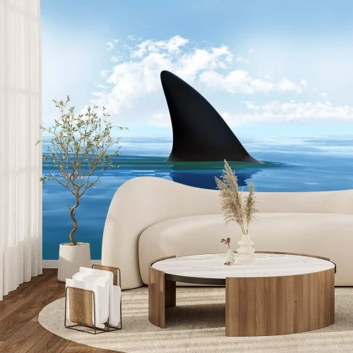 Sticker Shark fin above water