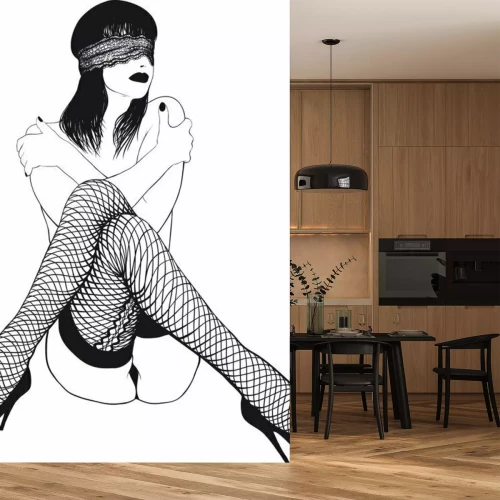 Sticker Vrouw met masker en kousen