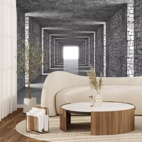 Fotobehang Stenen tunnel met 3D-gaten