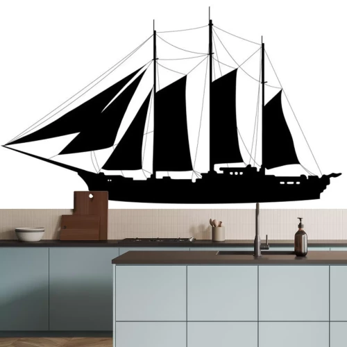 Sticker zeilboot silhouetten