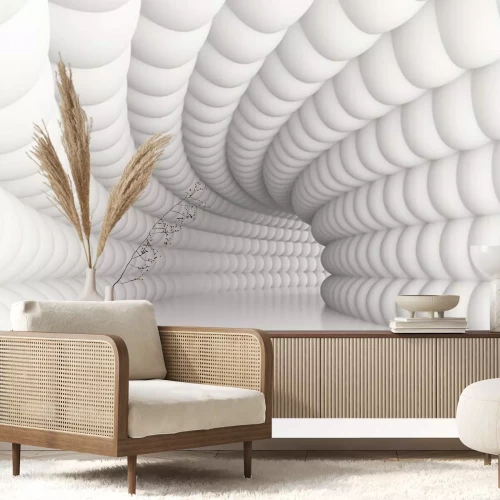 Fotobehang Abstracte witte 3D-tunnel