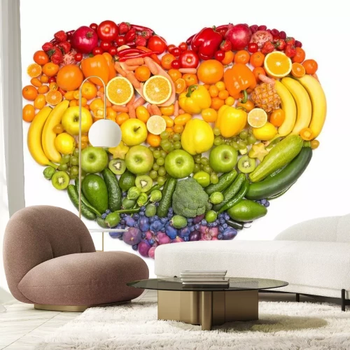 Sticker Een hart van fruit en groenten