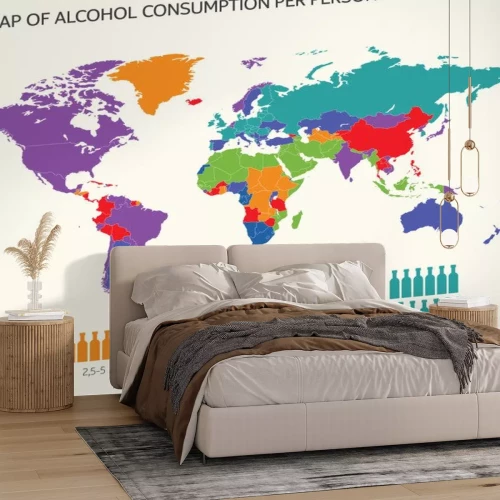 Sticker Kaart van alcoholconsumptie per persoon in de wereld