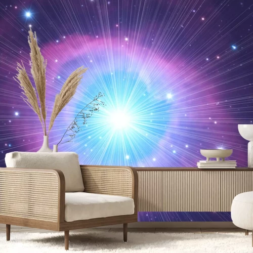 Sticker Een fonkelende ster in een grafisch melkwegstelsel