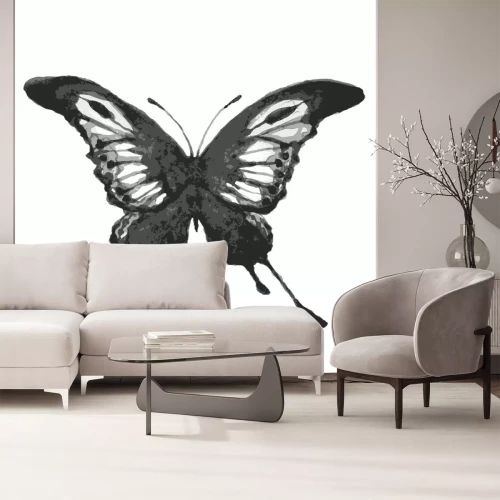Sticker Monochrome vlinder op lichte achtergrond