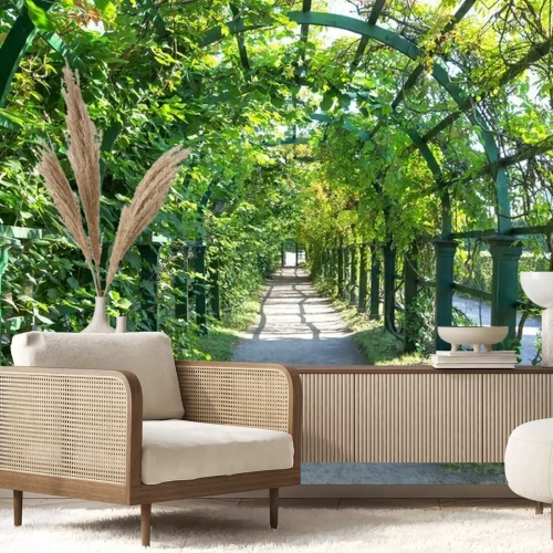 Fotobehang Een tunnel begroeid met vegetatie