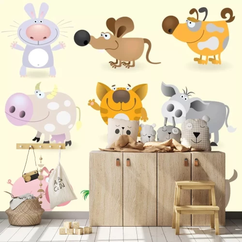 Sticker Dieren van verschillende soorten grappige tekeningen