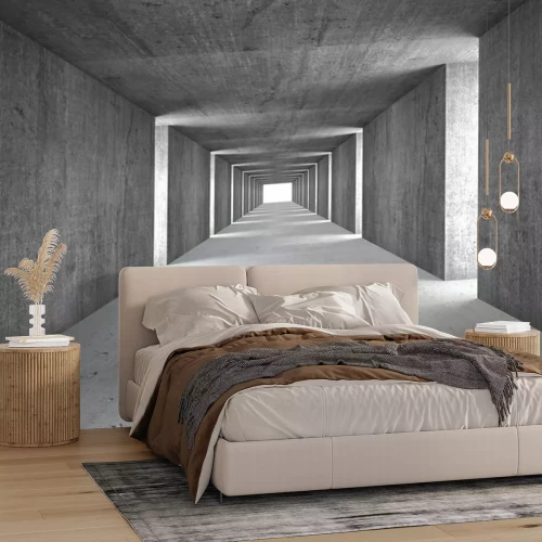 Fotobehang Grijze betonnen tunnel