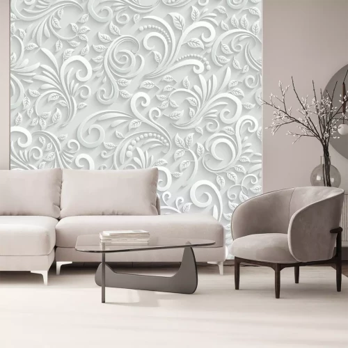 Sticker Witte fantasiebloemen met 3D-effect