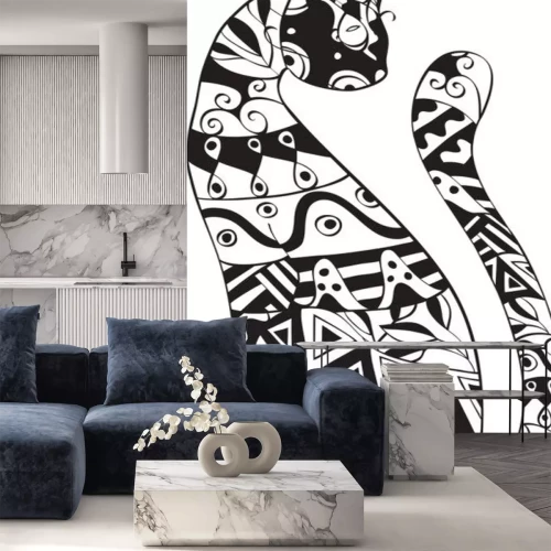 Sticker kat met een sieraad op het lichaam