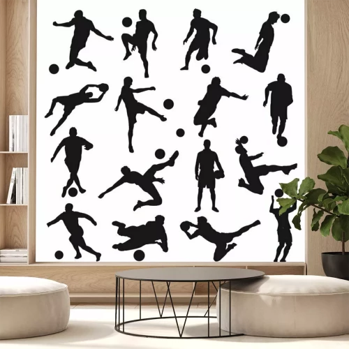 Sticker Silhouetten van voetballers op een witte achtergrond