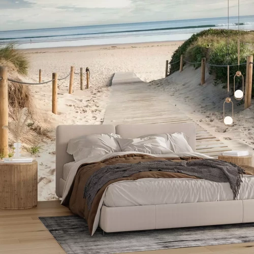 Fotobehang Houten strandopgang