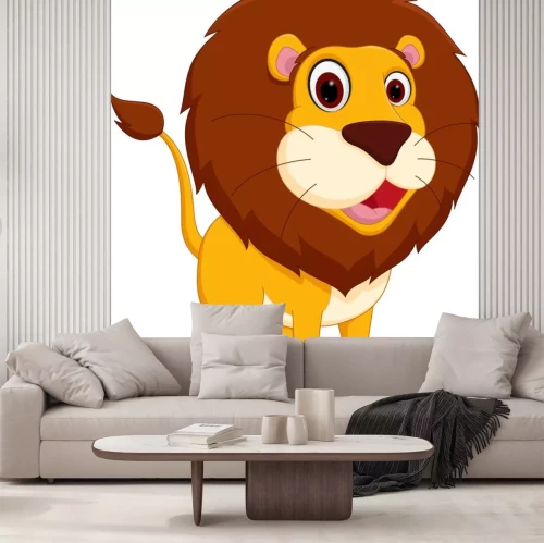 Sticker Een leeuw cartoon leeuw met een groter en een kleiner oog