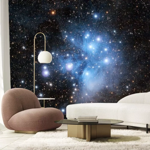 Fotobehang Plejaden en galaxy