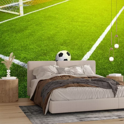 Fotobehang Voetbal in het doelgebied