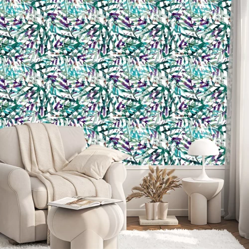 Behang Moderne abstractie op bladeren