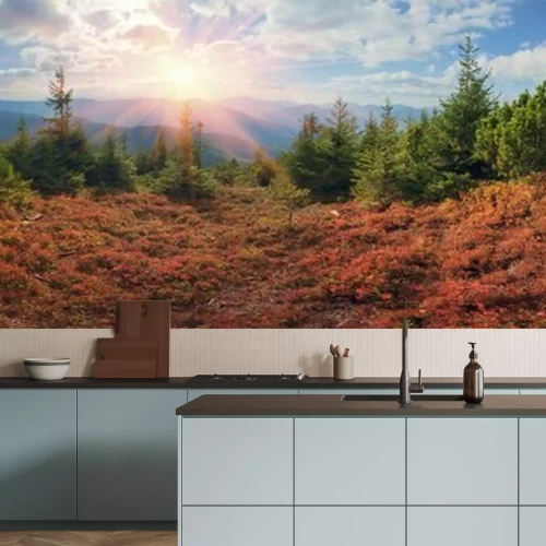 Fotobehang Herfstpanorama van de Alpen