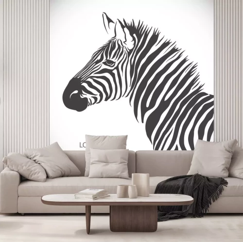 Sticker Etiket met het hoofd van een zebra. Vector.