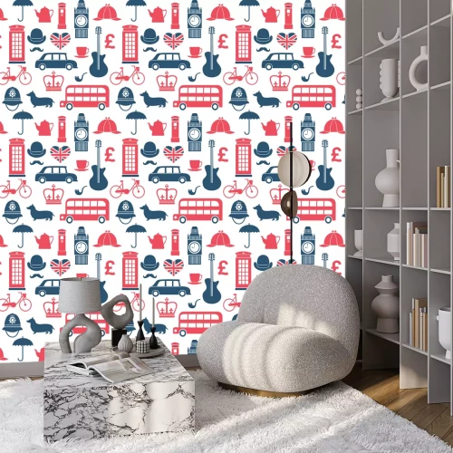 Behang Grafische reeks van Groot-Brittannië symbolen naadloze patroon