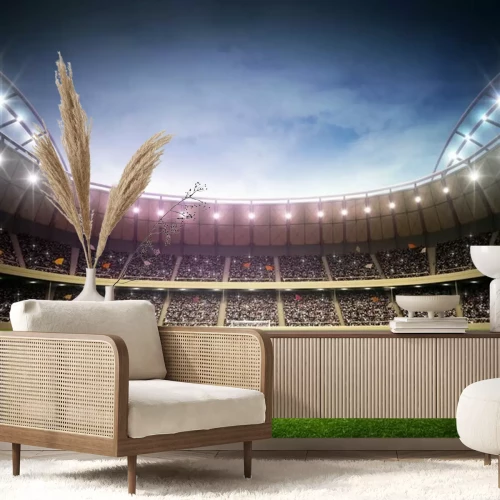 Fotobehang Een blik op de volle tribunes van het voetbalstadion.