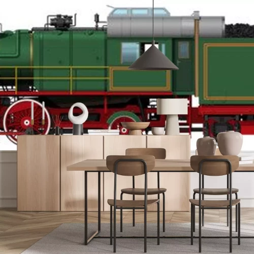 Sticker de oude groene stoomlocomotief