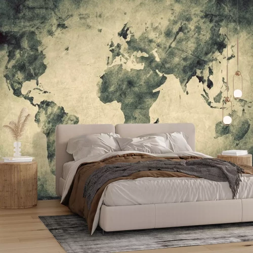 Sticker Antieke, oude wereldkaart. Potlood schets, vintage achtergrond