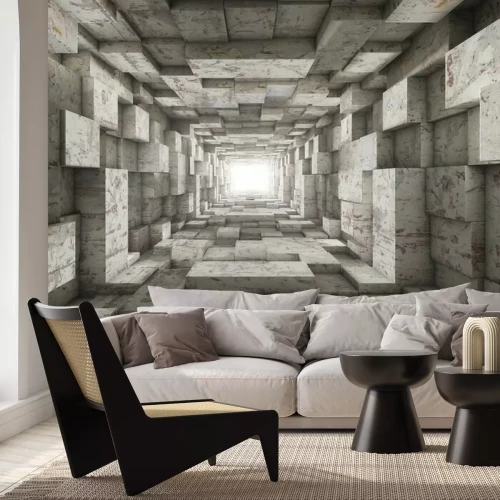 Fotobehang Geometrische tunnel in beton