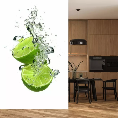 Fotobehang Fruit valt in water