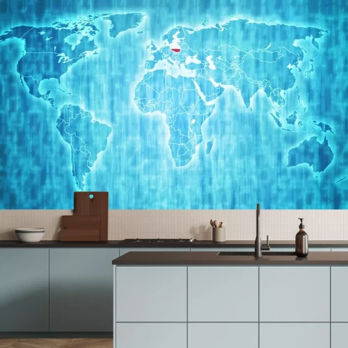 Sticker polen grondgebied op kaart van de wereld