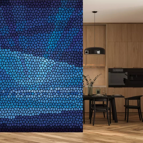 Sticker Blauw monochroom mozaïek