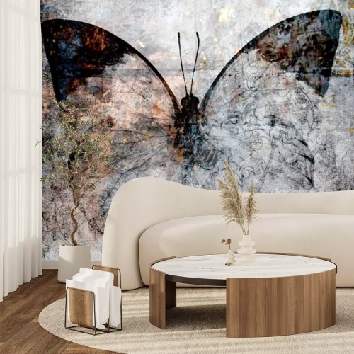 Sticker Vlinder op een retro afbeelding