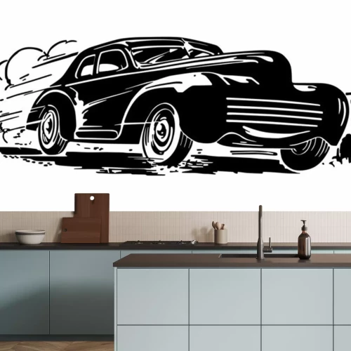 Sticker Snel rijdende auto