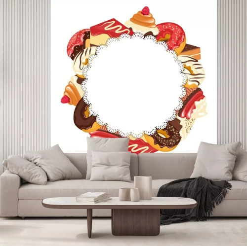 Sticker Lace frame met snoepgoed op een witte achtergrond