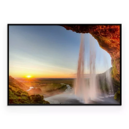 Poster Zonsondergang bij een waterval