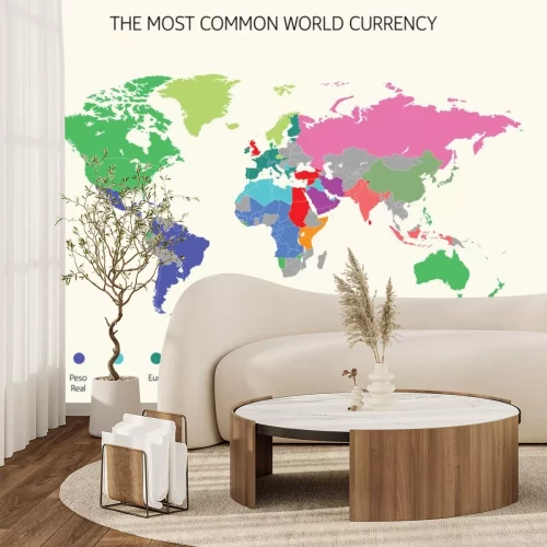 Sticker Kaart van de meest voorkomende wereldmunt