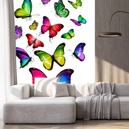 Sticker Veel kleur verschillende vlinders vliegen