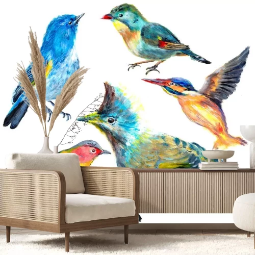 Sticker Kleurrijk gekleurde vogels