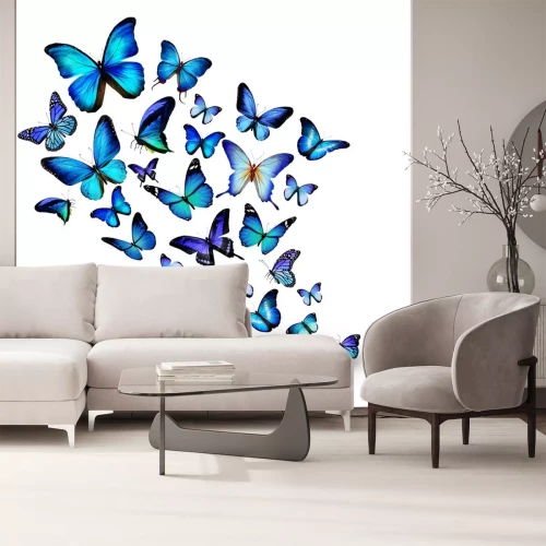 Sticker Wolk van vlinders op een heldere achtergrond